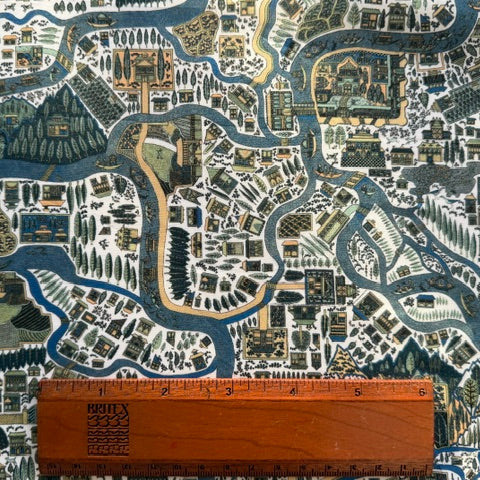 Pattern Map Blue Liberty of London Tana Cotton Lawn (Made in Italy)