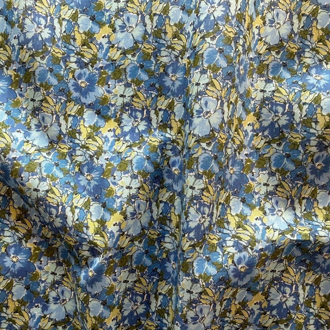 Ditzy Watercolor Blue Liberty of London Tana Cotton Lawn (Made in Italy)