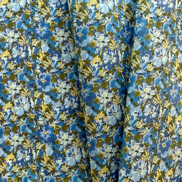 Ditzy Watercolor Blue Liberty of London Tana Cotton Lawn (Made in Italy)
