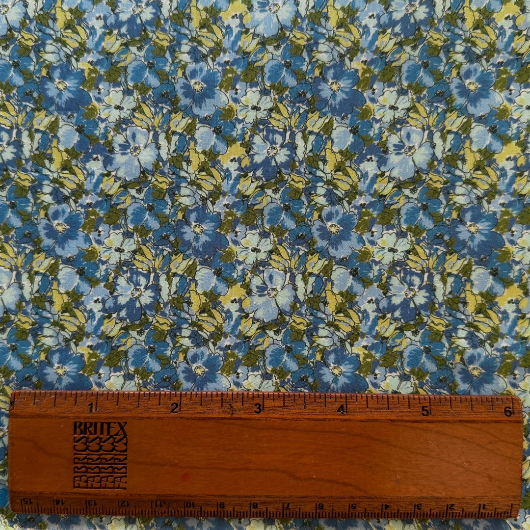 Ditzy Watercolor Blue Liberty of London Tana Cotton Lawn (Made in Italy)