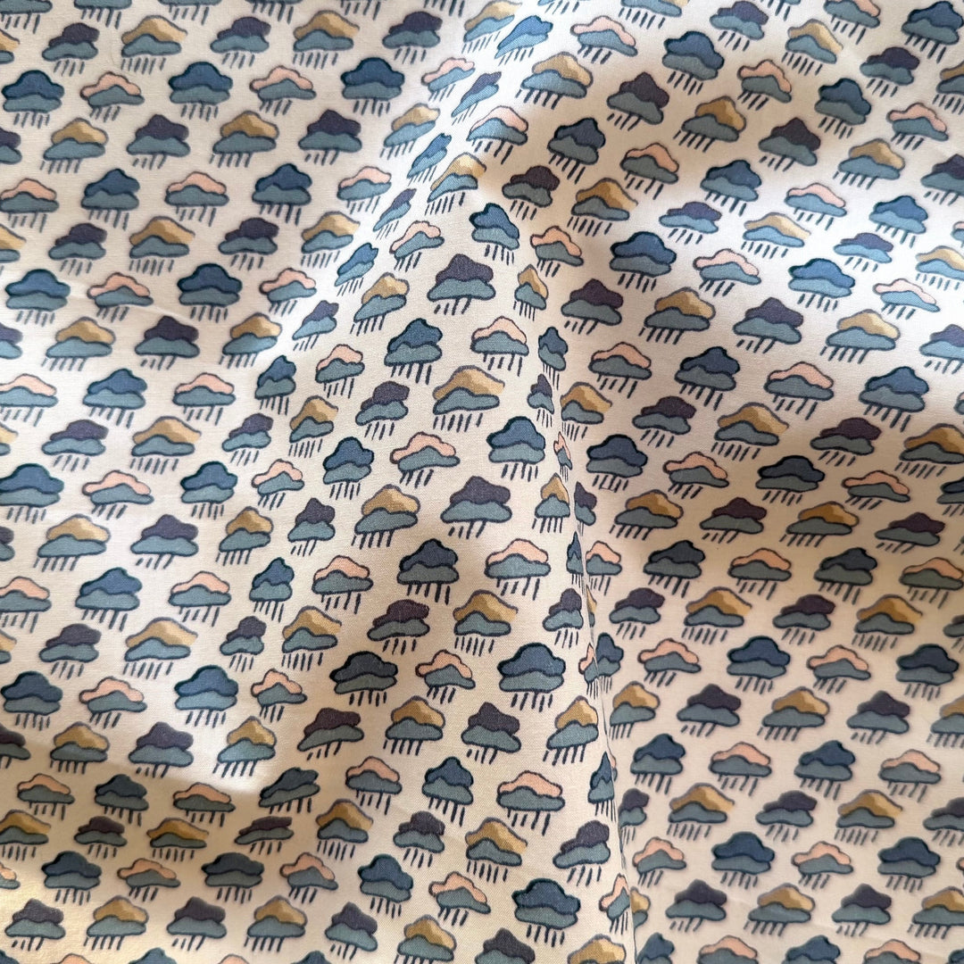 Rain Clouds Blue Liberty of London Tana Cotton Lawn (Made in Italy)