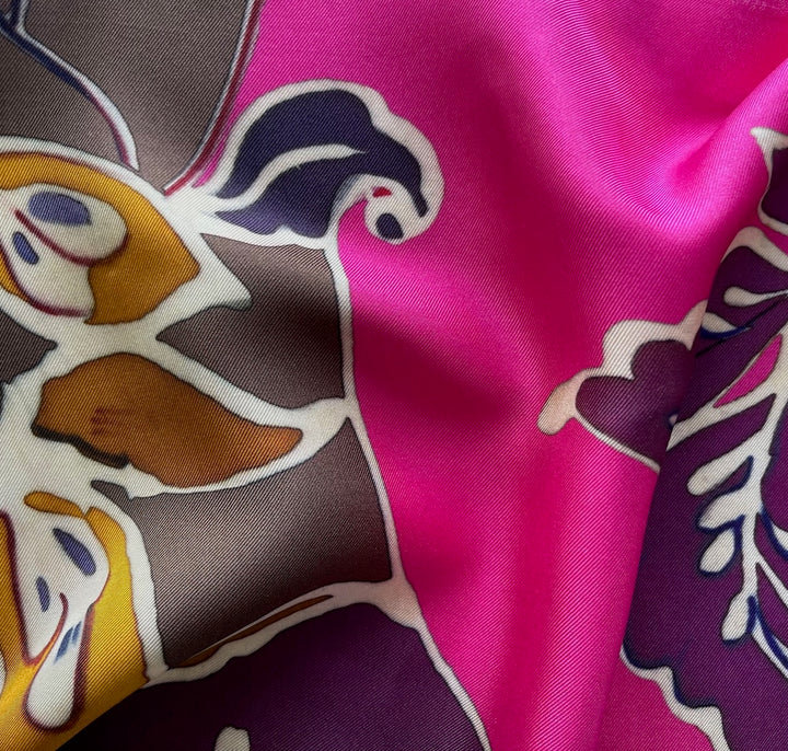Large-Scale Paisley Leaves on Butterscotch Silk Twill (Made in Italy)
