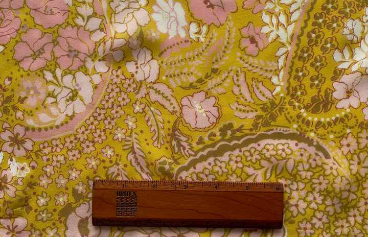 Giambattista Valli Flowing Goldenrod & Puce Mist Semi-Sheer Silk Georgette (Made in Italy)