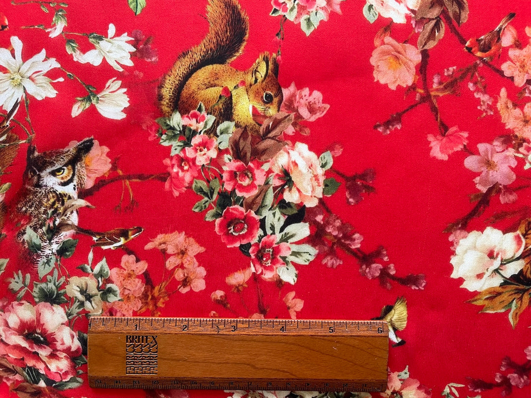 Gucci Woodland Squirrels & Songbirds Silk Satin Chiffon (Made in Italy)