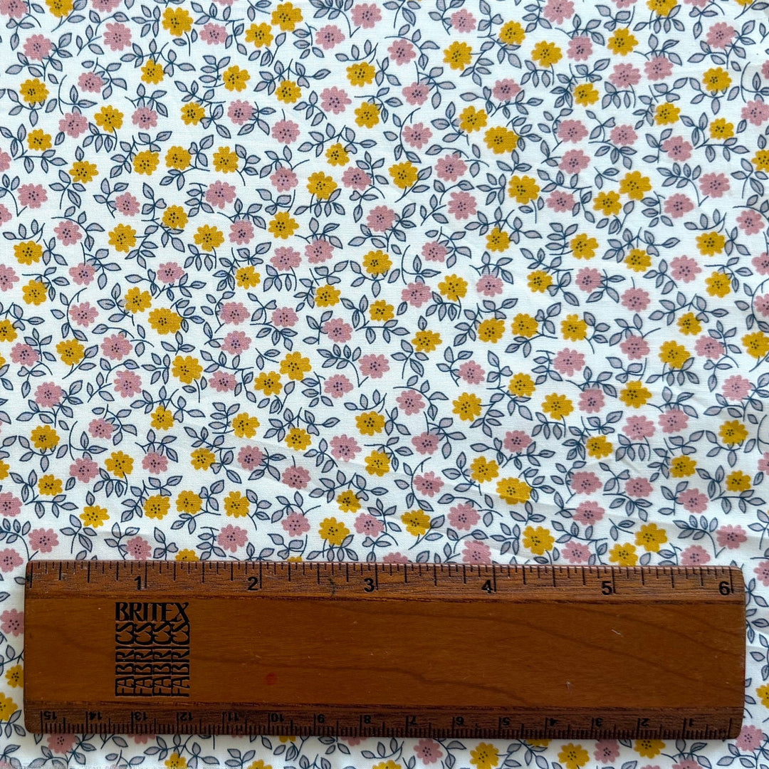 Ditzy Pink & Yellow Posies Liberty of London Tana Cotton Lawn (Made in Italy)