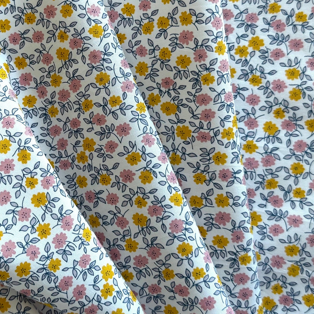 Ditzy Pink & Yellow Posies Liberty of London Tana Cotton Lawn (Made in Italy)