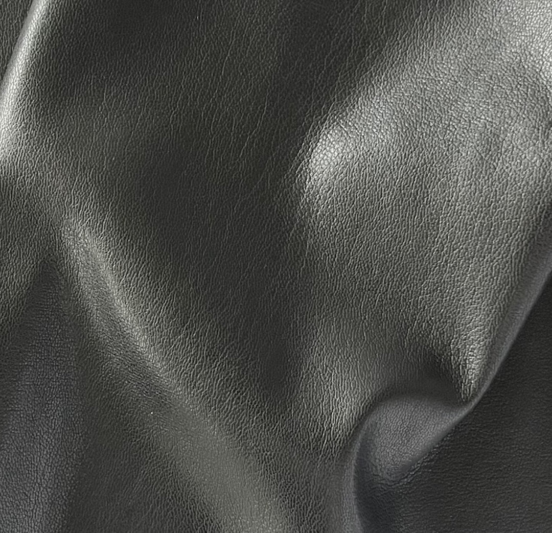 High-End Obsidian Black Stretch Polyester Leatherette (Made in Italy)