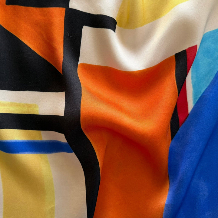 Abstract Jitterbug Rayon Satin Charmeuse (Made in Italy)