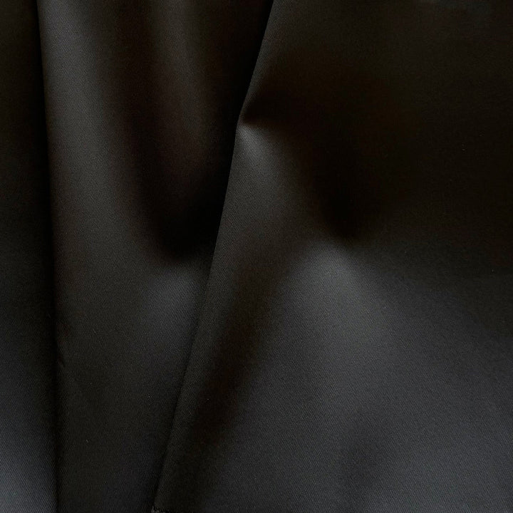 Veneta Bottega Chic Onyx Black Stretch Rayon Viscose Satin (Made in Italy)