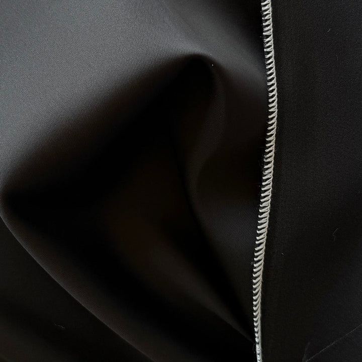 Veneta Bottega Chic Onyx Black Stretch Rayon Viscose Satin (Made in Italy)