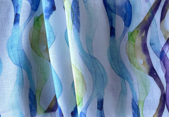 Light-Weight Sky & Sea Ribbons Linen (Made in Lithuania)