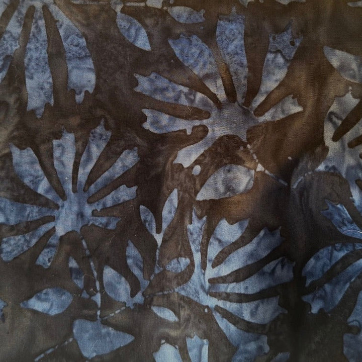Indigo Pinwheel on Charcoal Cotton Batik (Made in Indonesia)