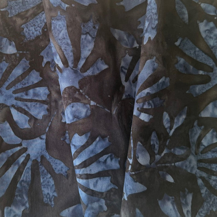 Indigo Pinwheel on Charcoal Cotton Batik (Made in Indonesia)