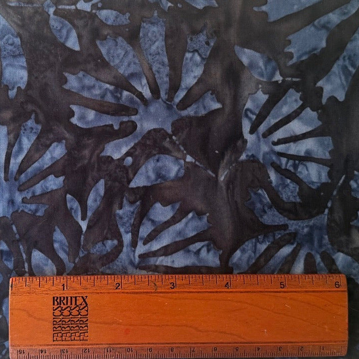 Indigo Pinwheel on Charcoal Cotton Batik (Made in Indonesia)