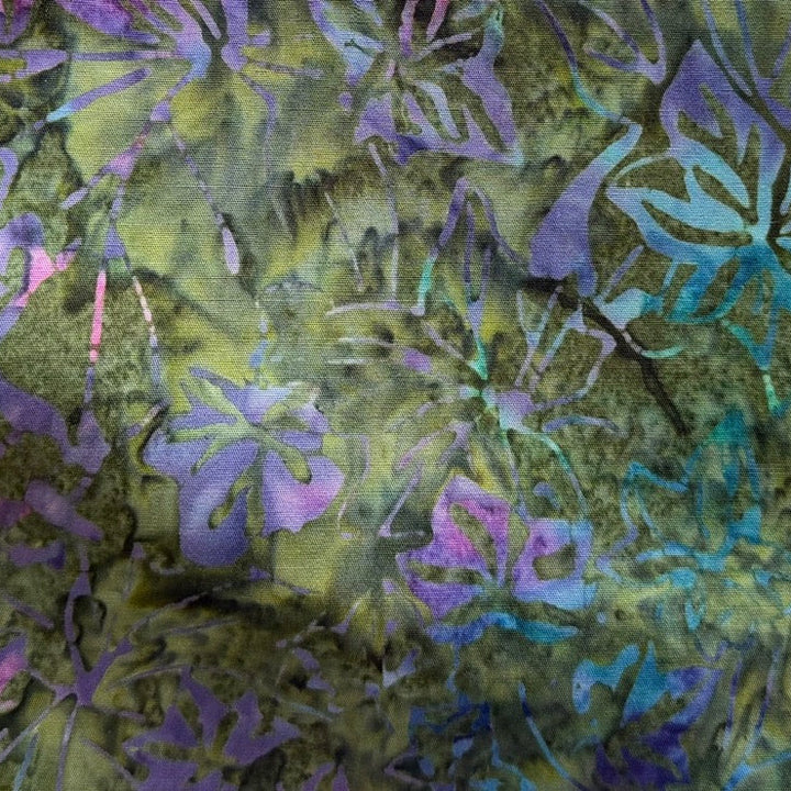 Moss Green Maple Leaves Cotton Batik (Made in Indonesia)