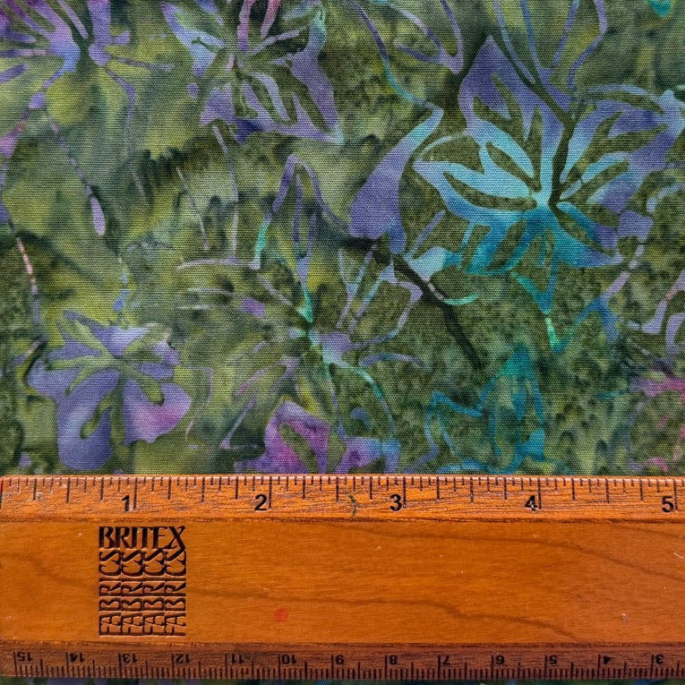Moss Green Maple Leaves Cotton Batik (Made in Indonesia)