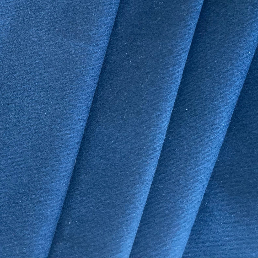 Handsome Navy Blue Wool Melton Twill Coating (Made in Italy)