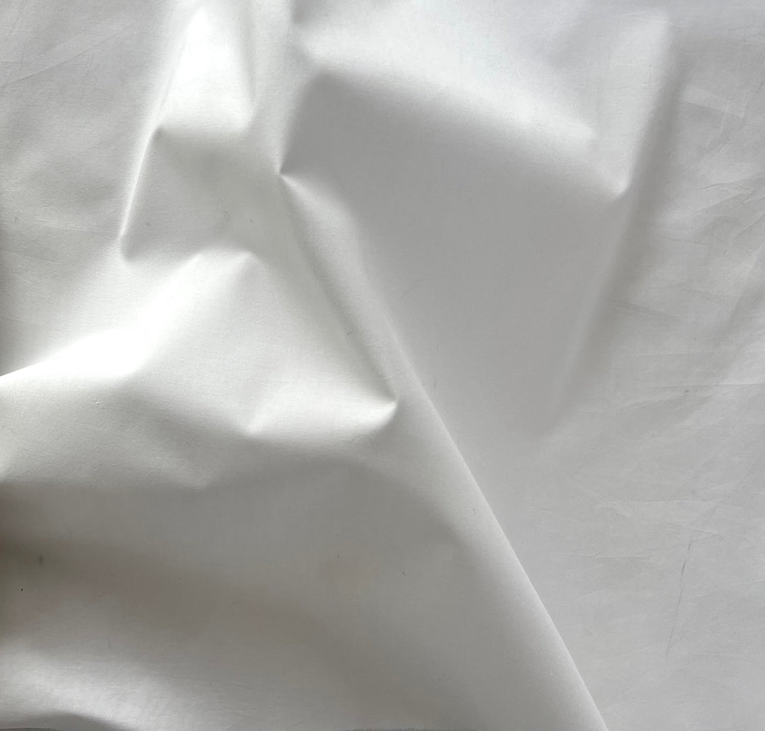 Crisp Powder White Cotton Poplin Shirting (Made in Italy)