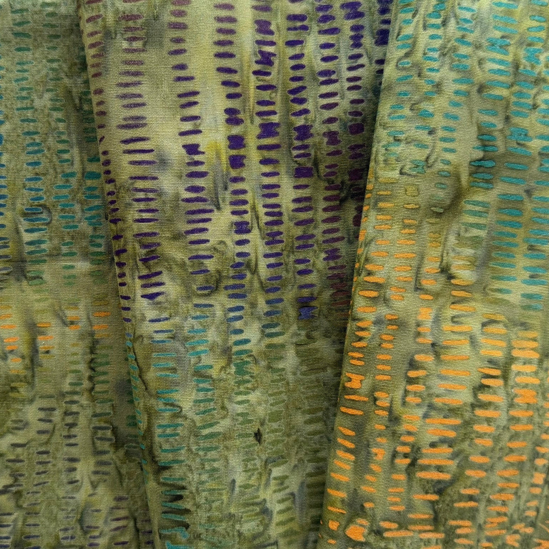 Twig Stripes on Khaki Moss Cotton Batik (Made in Indonesia)