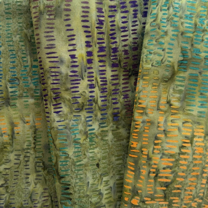 Twig Stripes on Khaki Moss Cotton Batik (Made in Indonesia)