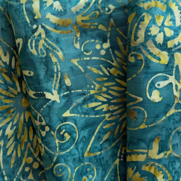 Teal Arabesque Floral Cotton Batik (Made in Indonesia)