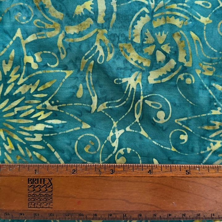 Teal Arabesque Floral Cotton Batik (Made in Indonesia)