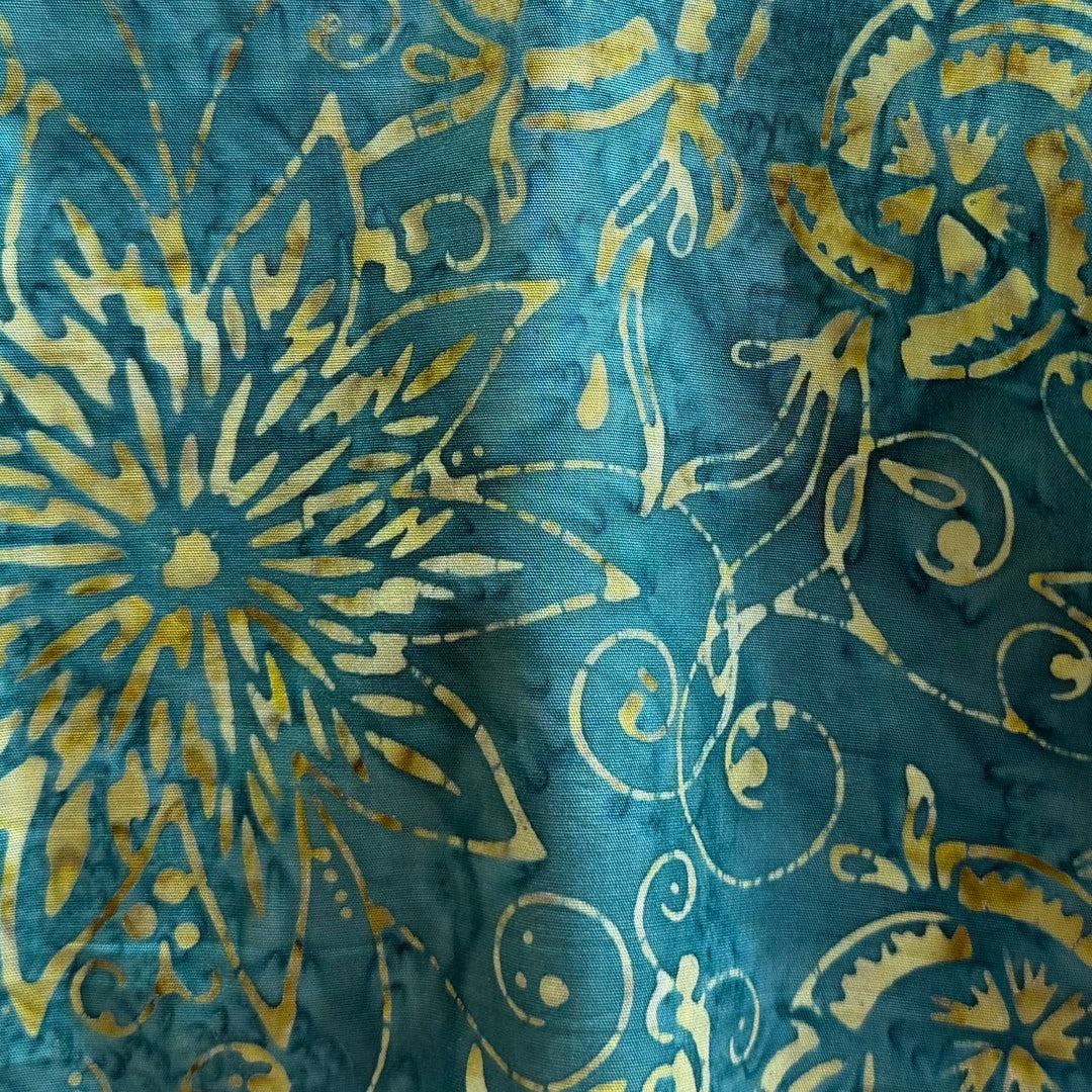 Teal Arabesque Floral Cotton Batik (Made in Indonesia)