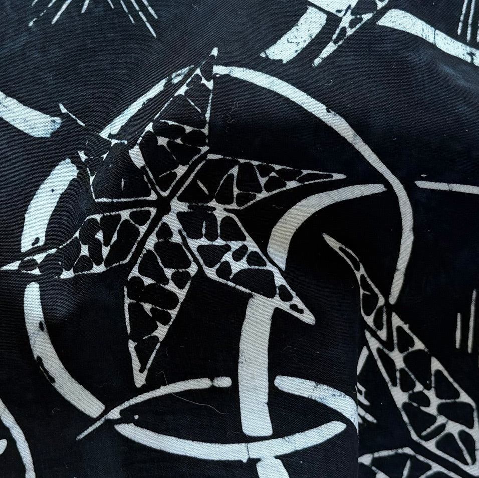 Black & White Quilted Stars Cotton Batik (Made in Indonesia)