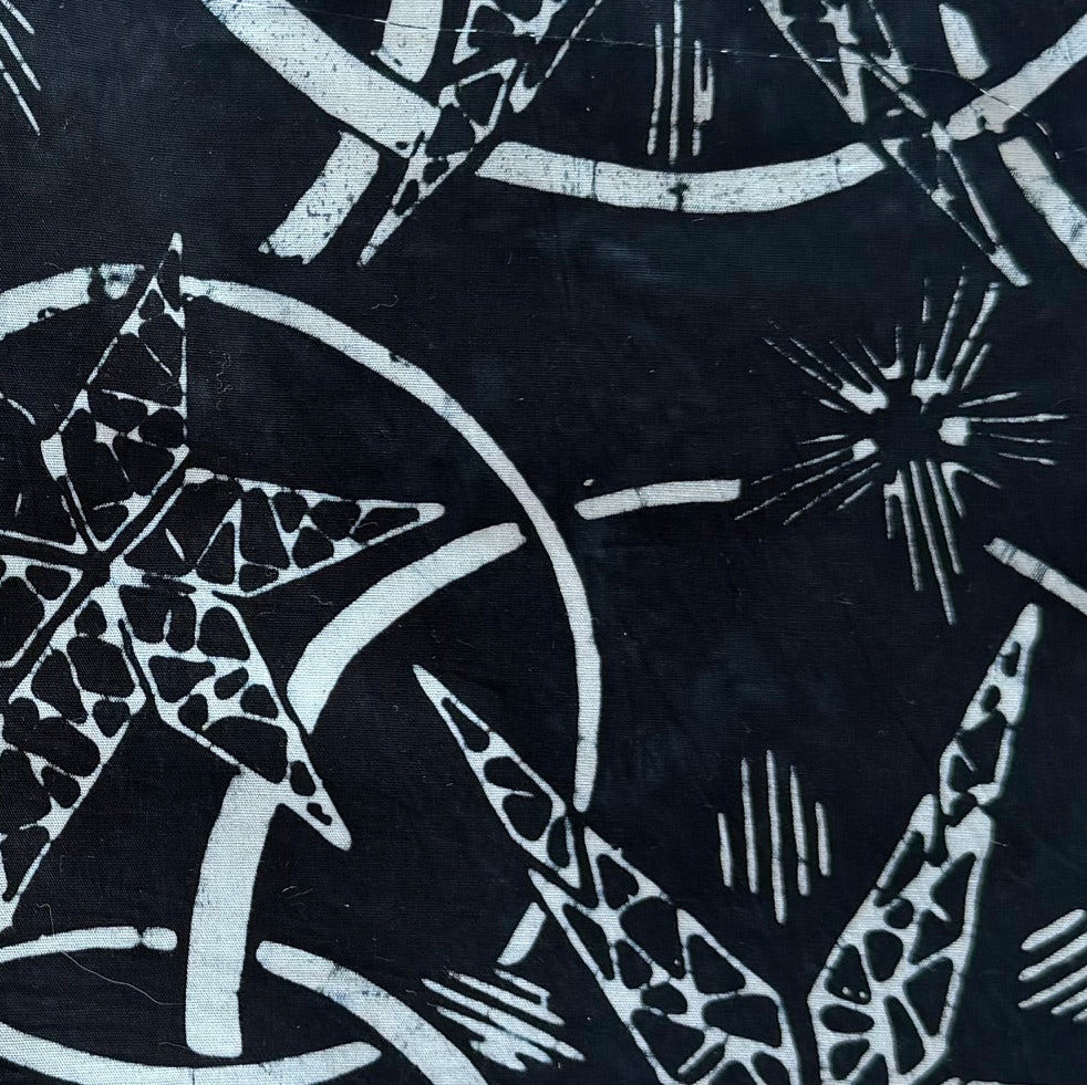 Black & White Quilted Stars Cotton Batik (Made in Indonesia)