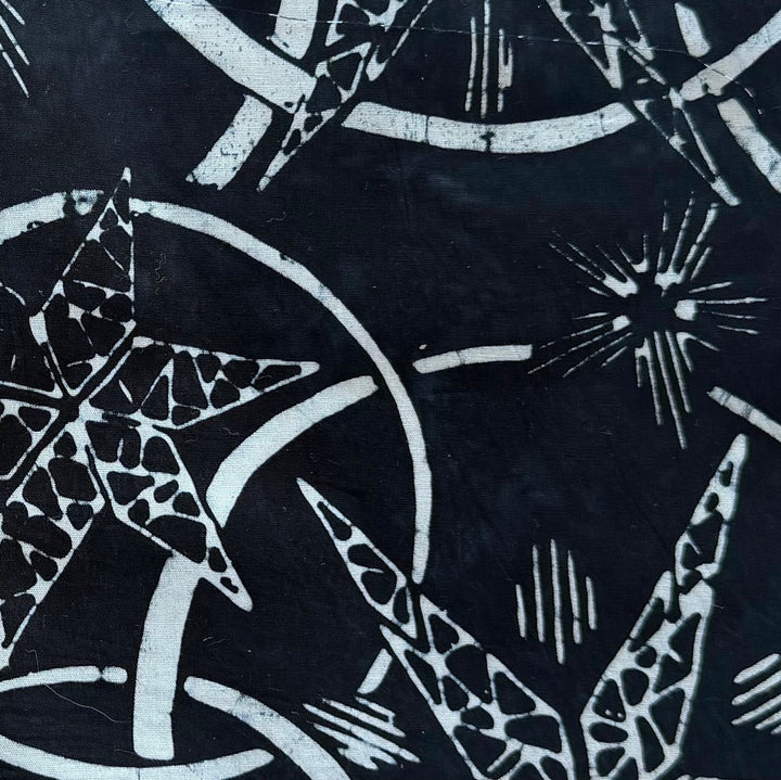 Black & White Quilted Stars Cotton Batik (Made in Indonesia)