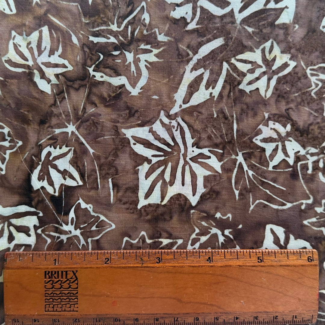 Pale Blue Coffee Maple Leaves Cotton Batik (Made in Indonesia)