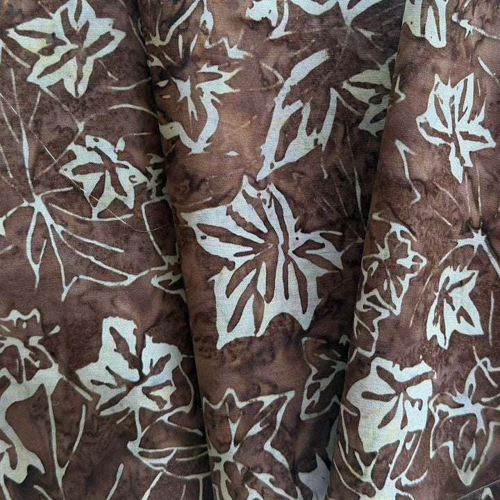 Pale Blue Coffee Maple Leaves Cotton Batik (Made in Indonesia)