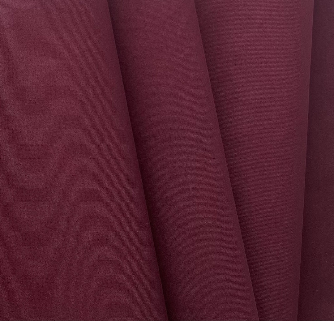 Mid-Weight Currant Wine Cotton Gabardine Twill (Made in Italy)