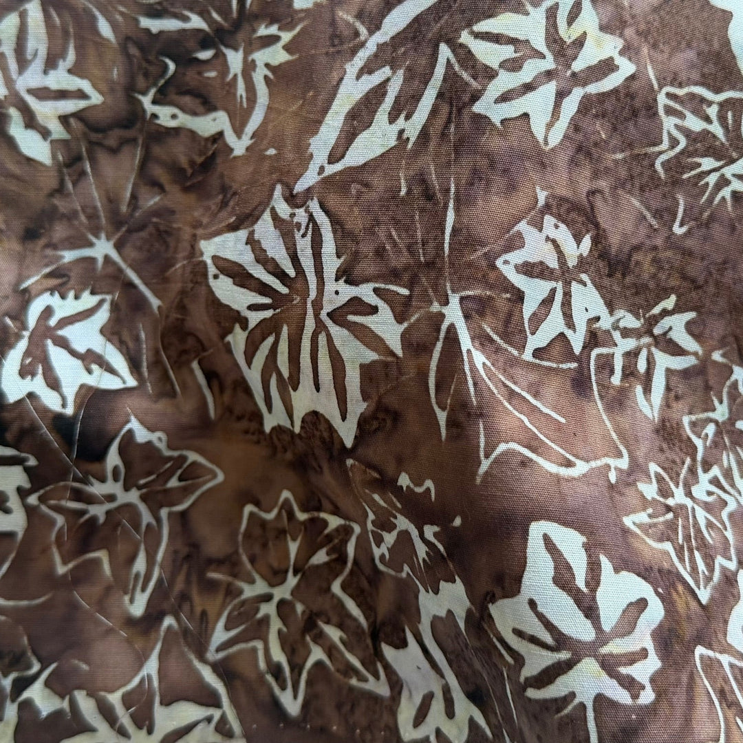 Pale Blue Coffee Maple Leaves Cotton Batik (Made in Indonesia)