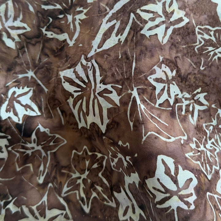 Pale Blue Coffee Maple Leaves Cotton Batik (Made in Indonesia)