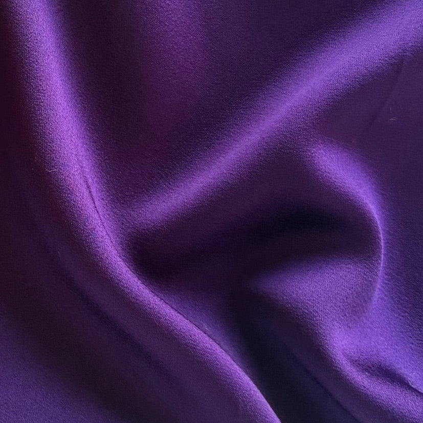 Luxurious Royal Purple Triacetate Blend Crepe Back Satin (Made in Italy)