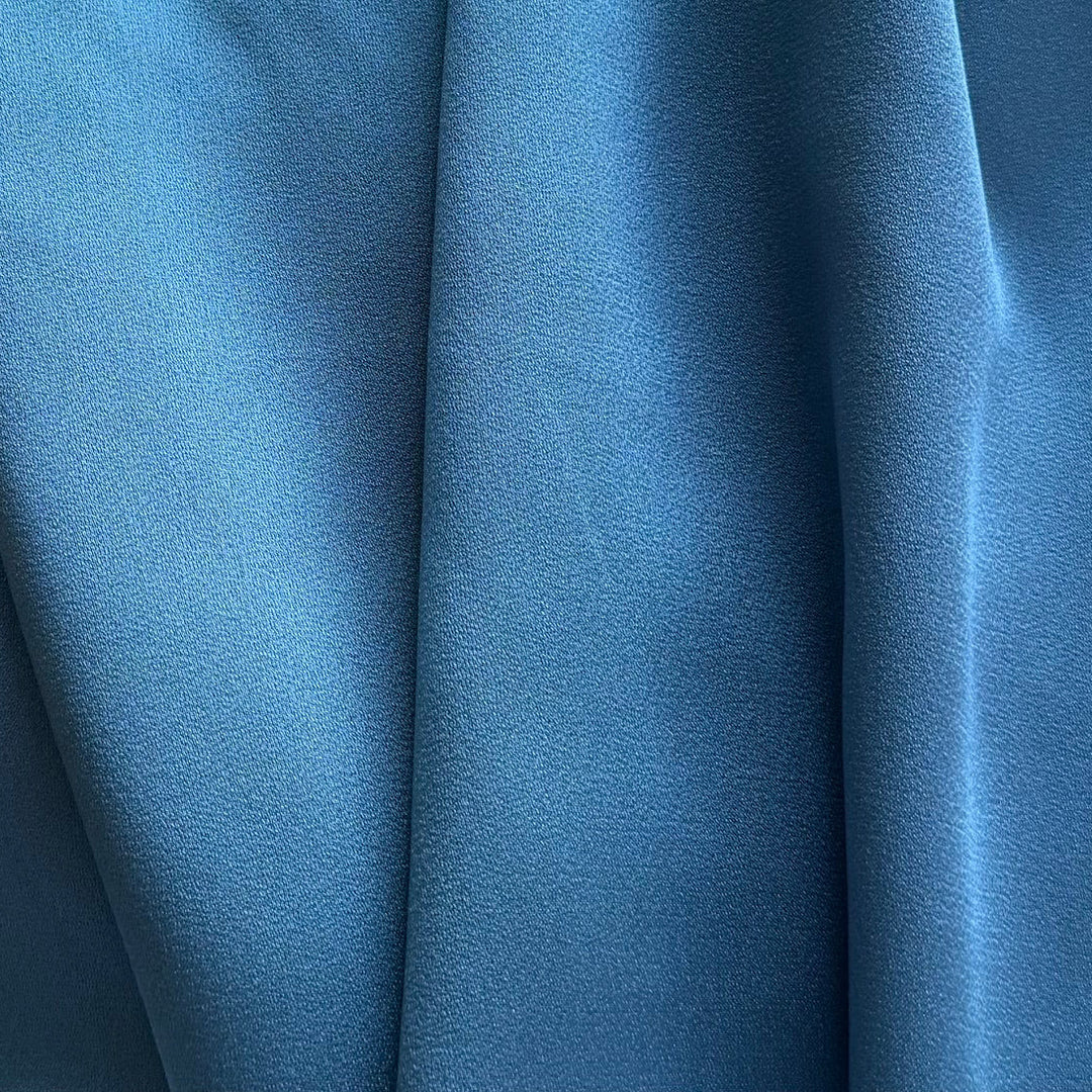 Gleaming Copen Blue Triacetate Blend Crepe Back Satin (Made in Italy)