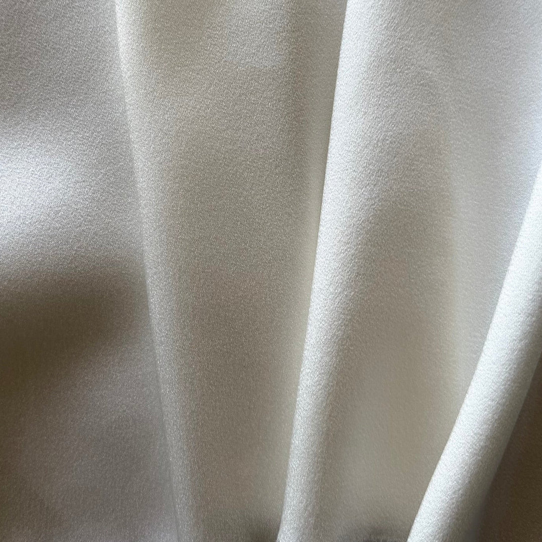Gleaming Off-White Triacetate Blend Crepe Back Satin (Made in Italy)