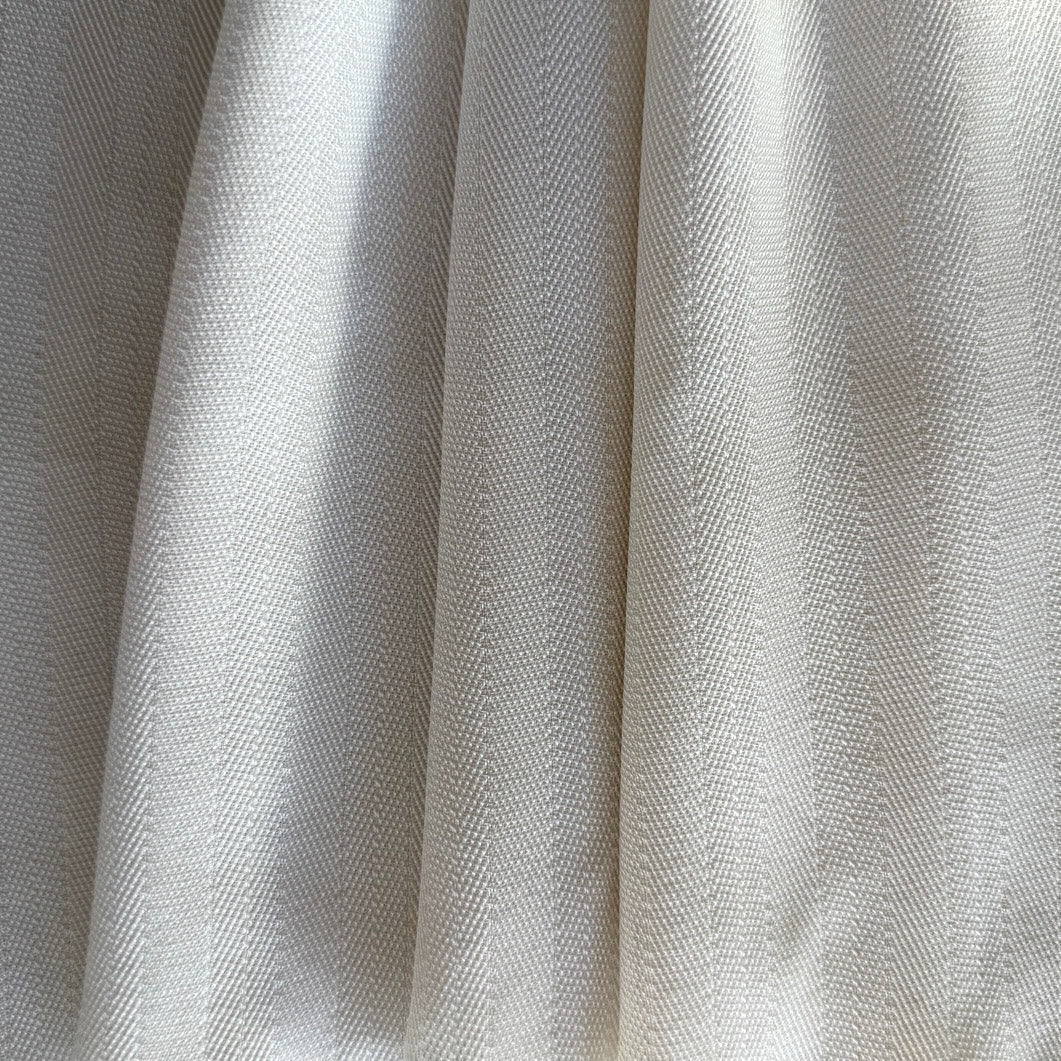 Couture Riviera White Herringbone Rayon Viscose & Wool Blend Suiting (Made in Italy)