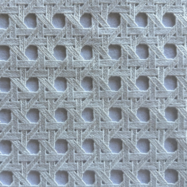 Giambattista Valli White Geometric Basketweave Embroidered  Polyester Eyelet (Made in Italy)