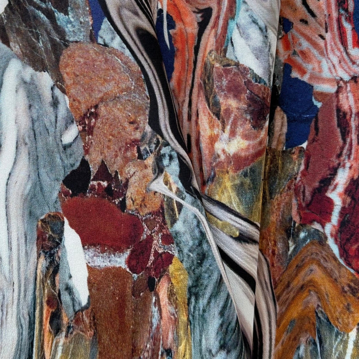 Bookbinder's Paradise Marbleized Silk Crepe de Chine (Made in Italy)