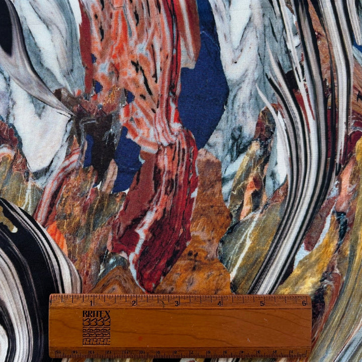 Bookbinder's Paradise Marbleized Silk Crepe de Chine (Made in Italy)