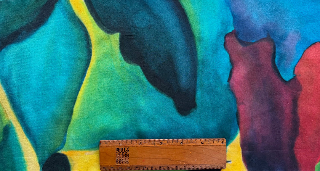 Exquisite Der Blaue Reiter Painterly Silk Crepe de Chine (Made in Italy)