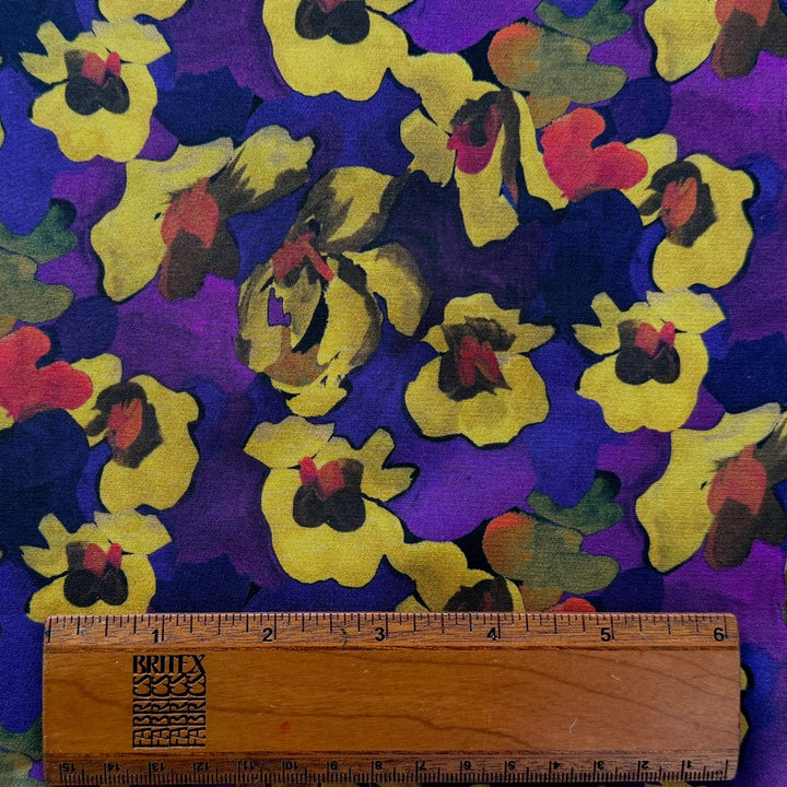 Liberty of London Jemma Rose Golden Pansies Silk Crepe de Chine (Made in Italy)