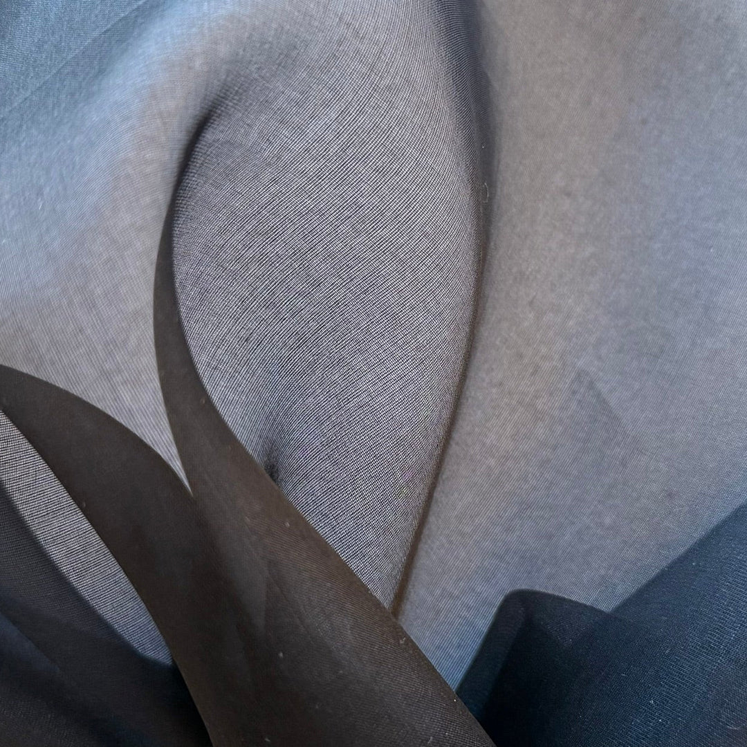 Sheer Jet Black Silk Organza (Made in Italy)