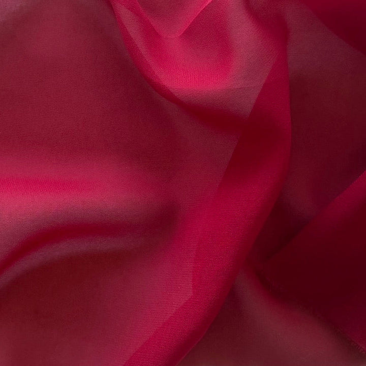 Giambattista Valli Rich Cranberry Sheer Silk Chiffon (Made in Italy)