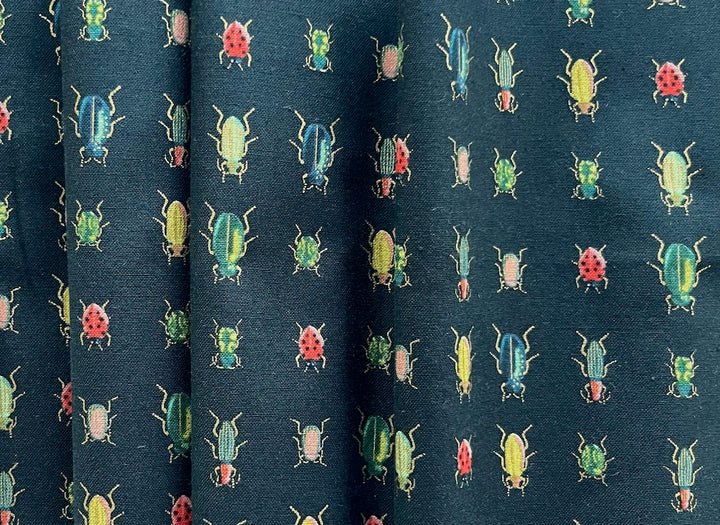 Mid-Weight Curio - Beetles & Bugs Green Quilting Cotton (Made in Japan)