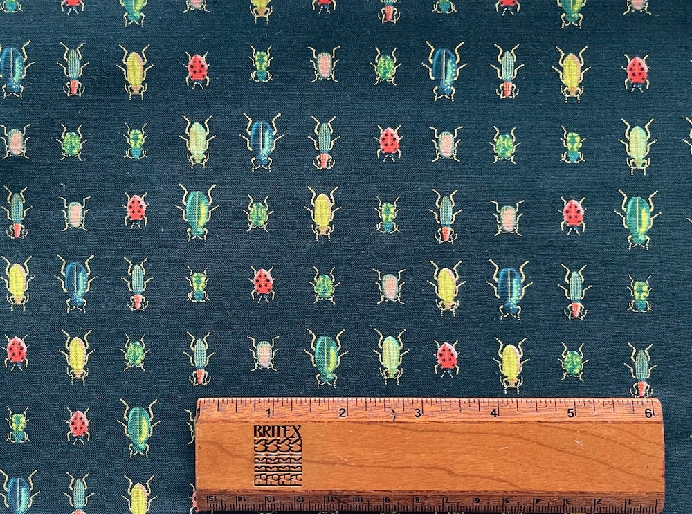 Mid-Weight Curio - Beetles & Bugs Green Quilting Cotton (Made in Japan)