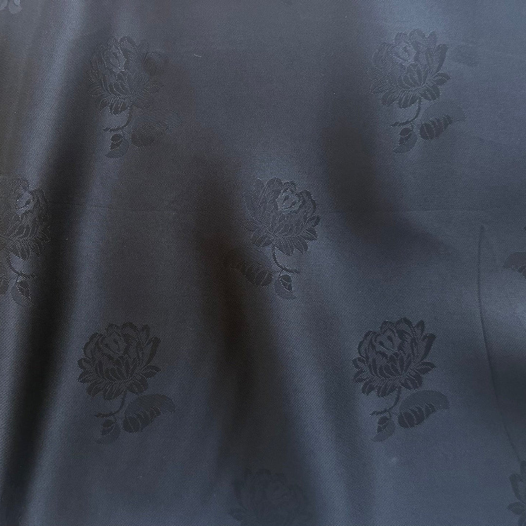 Jet Black Cotta Cupro Rayon Jacquard Bemberg Lining (Made in Italy)