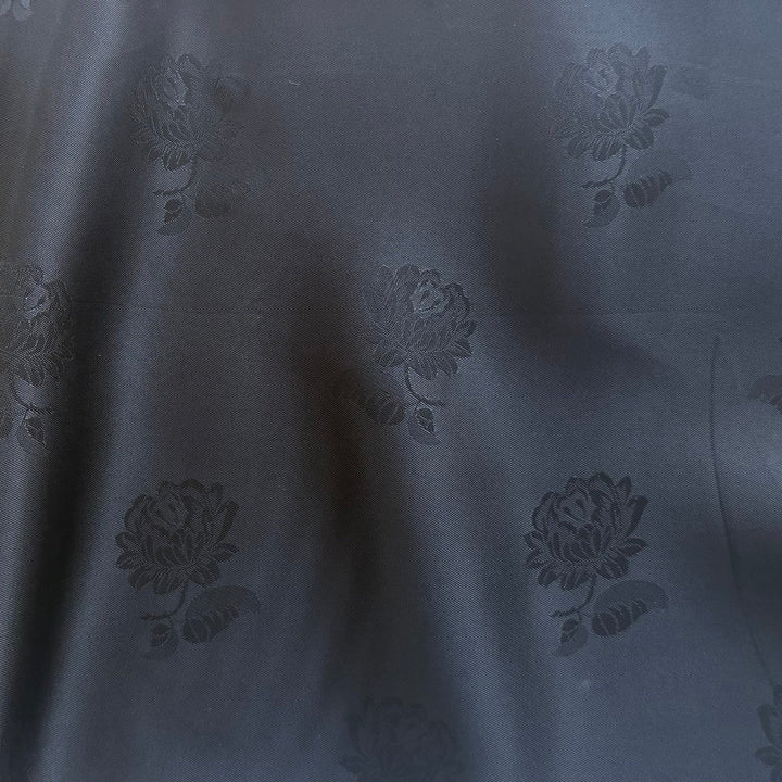 Jet Black Cotta Cupro Rayon Jacquard Bemberg Lining (Made in Italy)